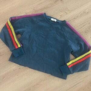NATURAL LIFE Colorful Striped Sleeve Cropped Sweatshirt Size XS